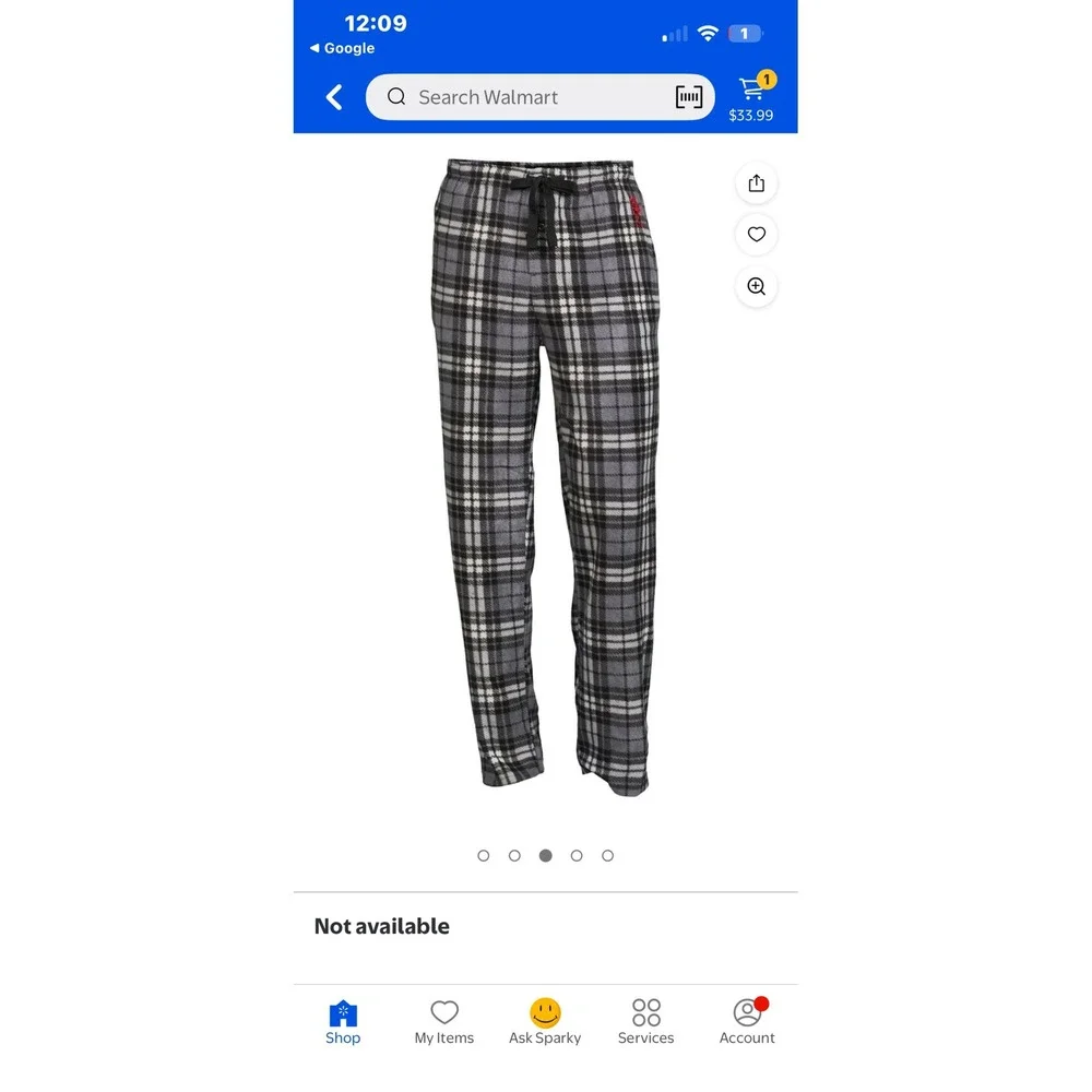US Polo Assn Mens Plaid Flannel Pajama Pants Sleepwear‎ Lounge Size L